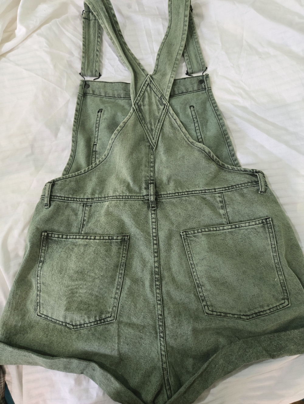 We The Free Ziggy Dungaree Womens Green Denim Shortalls. L. Free People - Picture 3 of 4